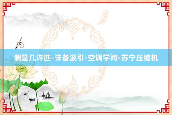 调是几许匹-详备汲引-空调学问-苏宁压缩机